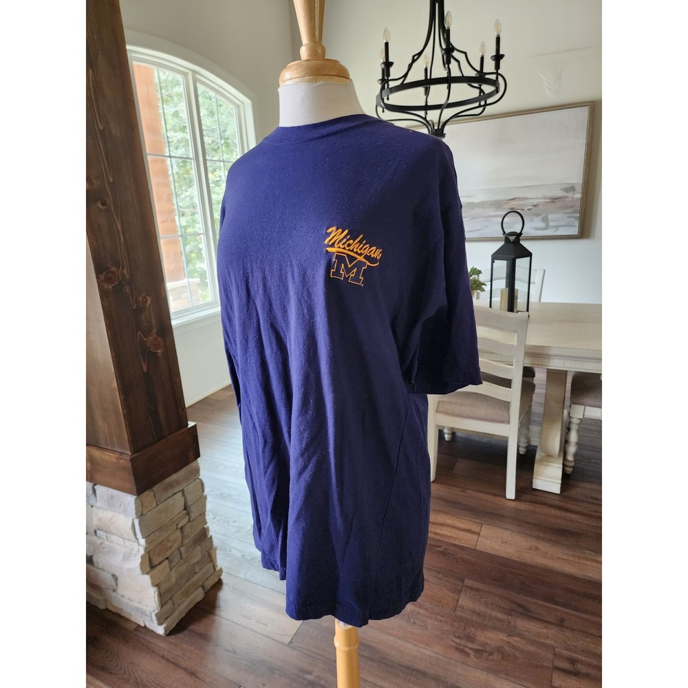 Proedge Michigan Wolverines T Shirt Large‎ L Blue Embroidered NCAA Football VTG